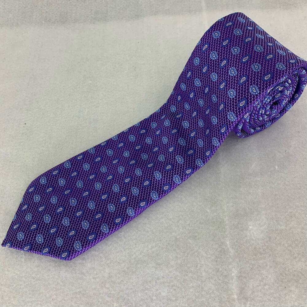 David Donahue 100% Purple Patterned 100% Silk Tie